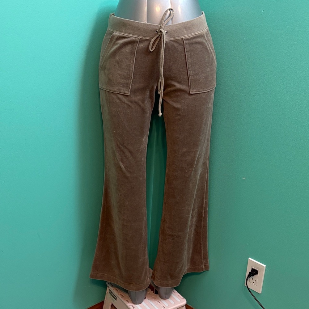 Velour Drawstring Wide-Leg Pants